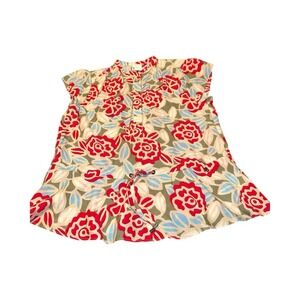 Bogner Floral Print Tunic Top Peplum Style Boho Cottage Cotton Silk Blend Size 6